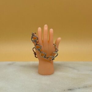 Vintage heart chain links bracelet silver 925 - 00G042